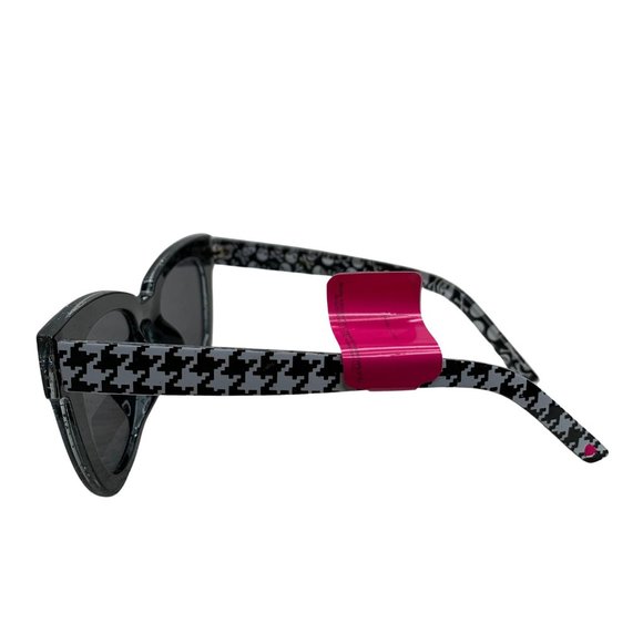 Betsey Johnson Glitter Sunglasses Houndstooth Skull Crossbones Black O/S NWT - Picture 4 of 6